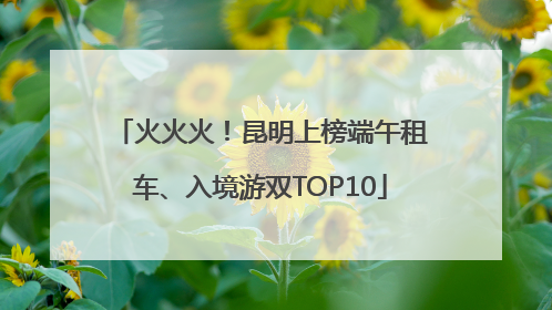 火火火！昆明上榜端午租车、入境游双TOP10