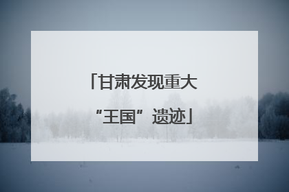 甘肃发现重大“王国”遗迹