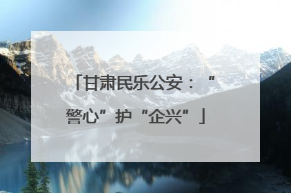 甘肃民乐公安：“警心”护“企兴”