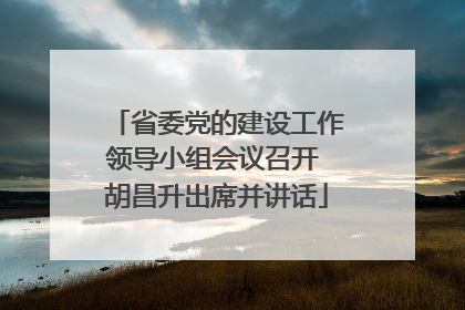 省委党的建设工作领导小组会议召开 胡昌升出席并讲话