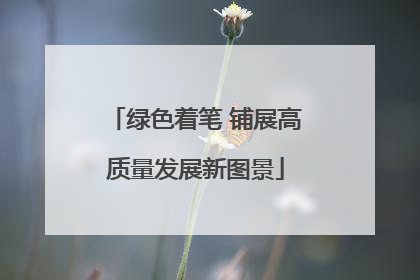 绿色着笔 铺展高质量发展新图景