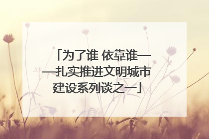 为了谁 依靠谁——扎实推进文明城市建设系列谈之一