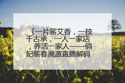 一片蕲艾香，一技千古承，一人一家店，养活一家人——俏妃蕲春溯源直播解码中医养生文化传承