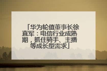 华为轮值董事长徐直军：电信行业成熟期，抓住骑手、主播等成长型需求