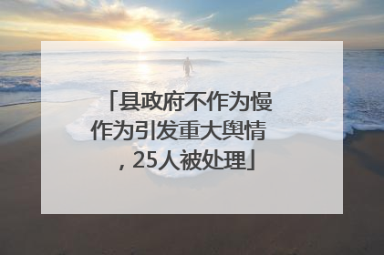 县政府不作为慢作为引发重大舆情，25人被处理