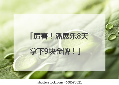 厉害！潘展乐8天拿下9块金牌！