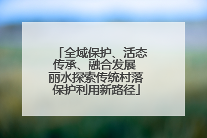 全域保护、活态传承、融合发展 丽水探索传统村落保护利用新路径