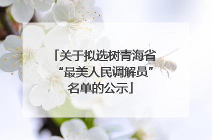 关于拟选树青海省“最美人民调解员” 名单的公示