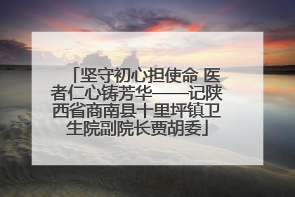 坚守初心担使命 医者仁心铸芳华——记陕西省商南县十里坪镇卫生院副院长贾胡委