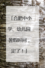合肥中小学、幼儿园暑假时间，定了！
