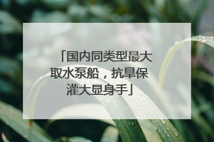 国内同类型最大取水泵船，抗旱保灌大显身手