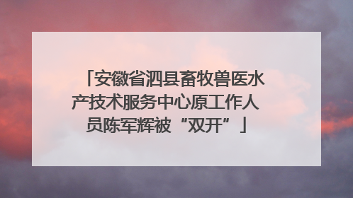 安徽省泗县畜牧兽医水产技术服务中心原工作人员陈军辉被“双开”