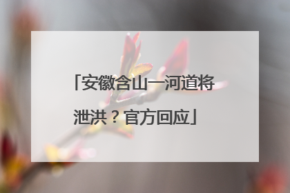 安徽含山一河道将泄洪？官方回应