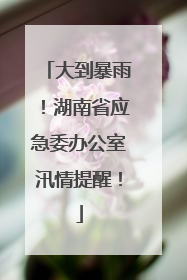大到暴雨！湖南省应急委办公室汛情提醒！