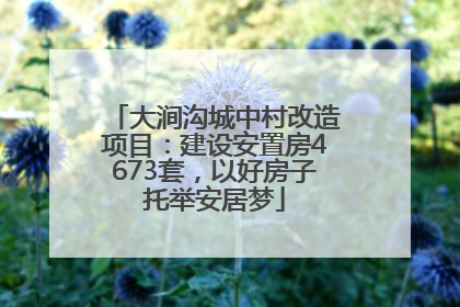大涧沟城中村改造项目：建设安置房4673套，以好房子托举安居梦