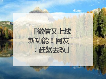 微信又上线新功能！网友：赶紧去改