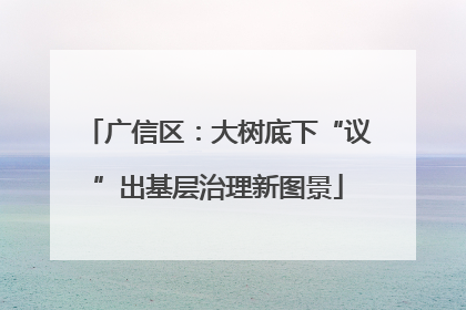 广信区：大树底下“议”出基层治理新图景