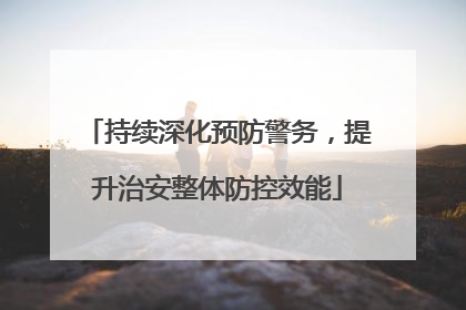 持续深化预防警务，提升治安整体防控效能