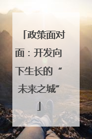 政策面对面：开发向下生长的“未来之城”