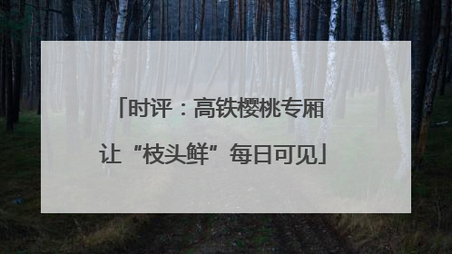时评：高铁樱桃专厢 让“枝头鲜”每日可见