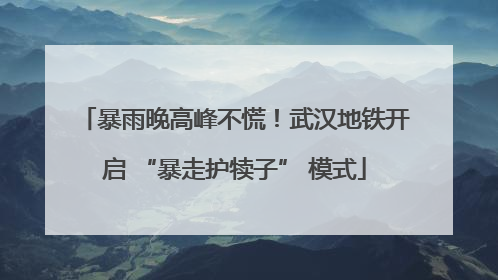 暴雨晚高峰不慌！武汉地铁开启 “暴走护犊子” 模式