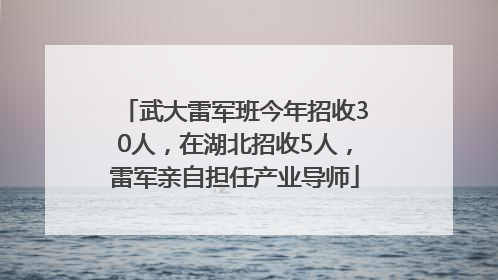 武大雷军班今年招收30人，在湖北招收5人，雷军亲自担任产业导师