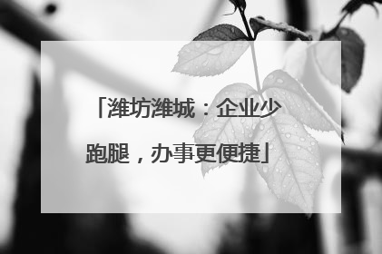 潍坊潍城：企业少跑腿，办事更便捷
