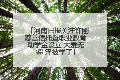 河南日报关注许刚慈善信托暨职业教育助学金设立 大爱无疆 泽被学子