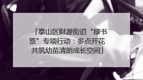 泰山区财源街道“绿书签”专项行动：多点开花共筑幼苗清朗成长空间