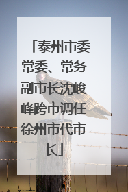 泰州市委常委、常务副市长沈峻峰跨市调任徐州市代市长