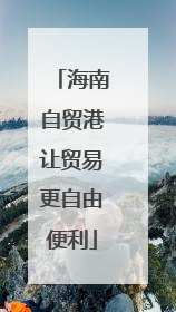 海南自贸港让贸易更自由便利
