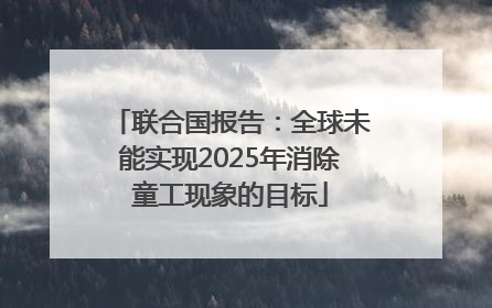联合国报告：全球未能实现2025年消除童工现象的目标