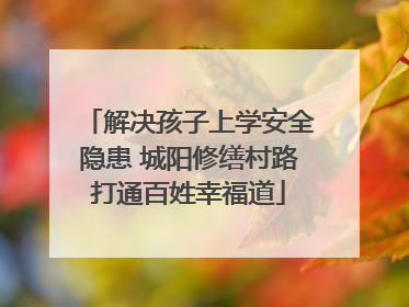 解决孩子上学安全隐患 城阳修缮村路打通百姓幸福道