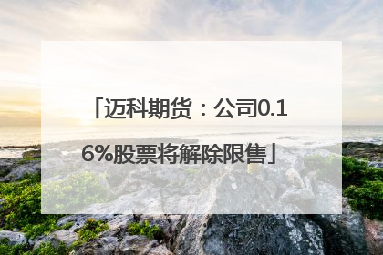 迈科期货：公司0.16%股票将解除限售