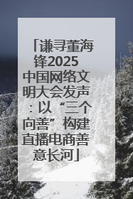 谦寻董海锋2025中国网络文明大会发声：以“三个向善”构建直播电商善意长河