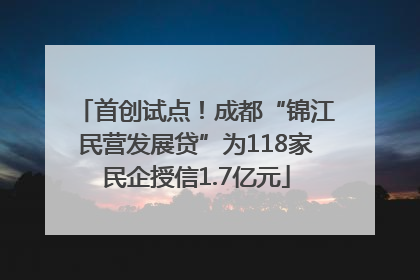 首创试点！成都“锦江民营发展贷”为118家民企授信1.7亿元