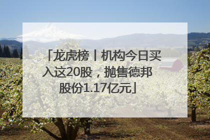 龙虎榜丨机构今日买入这20股，抛售德邦股份1.17亿元