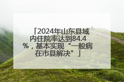 2024年山东县域内住院率达到84.4%，基本实现“一般病在市县解决”
